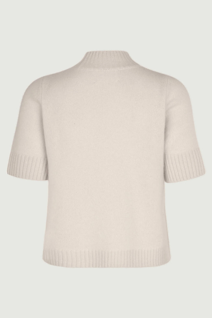 Six Ames Remie 72258 Feather White Short Sleeve Cashmere Jumper C3666