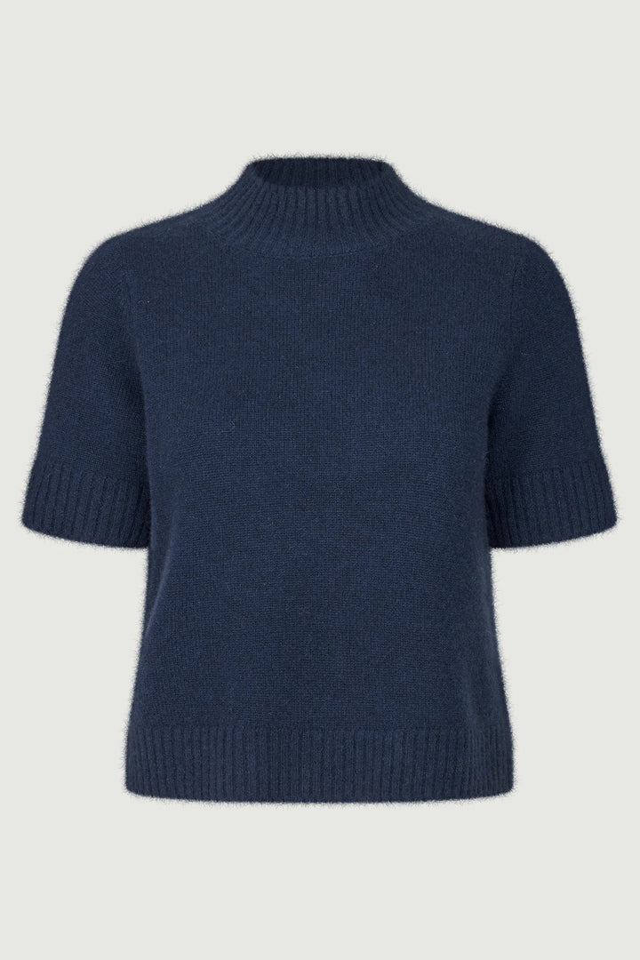Six Ames Remie 72258 Night Sky Navy Short Sleeve Cashmere Jumper C7090