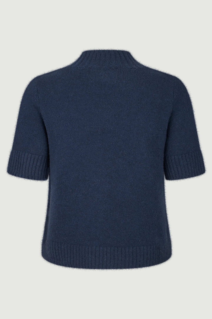 Six Ames Remie 72258 Night Sky Navy Short Sleeve Cashmere Jumper C7090