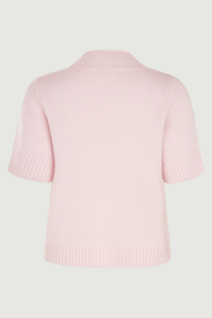 Six Ames Remie 72258 Powder Pink Short Sleeve Cashmere Jumper C3192