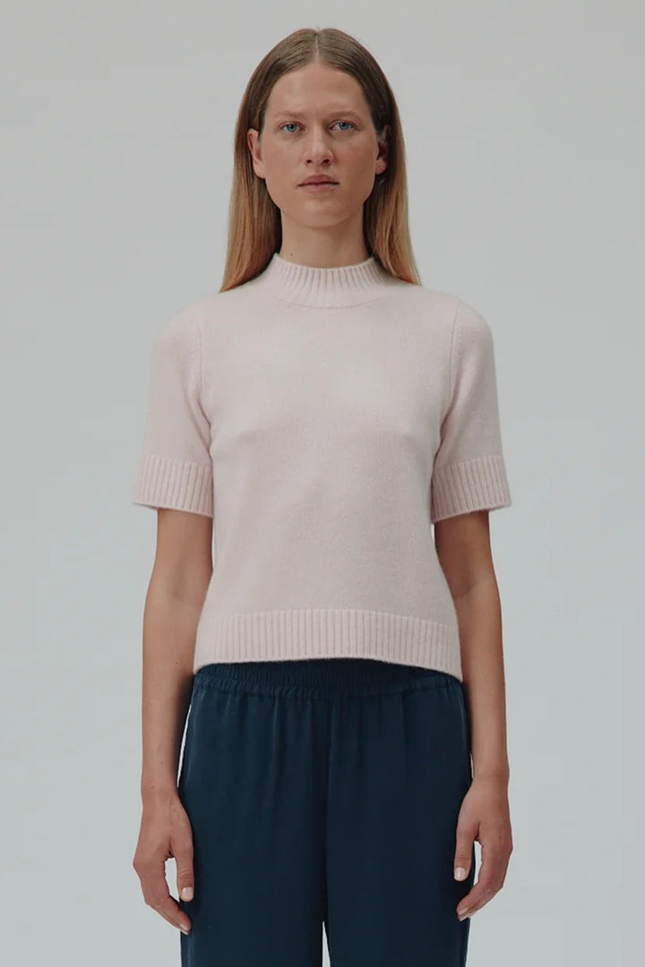 Six Ames Remie 72258 Powder Pink Short Sleeve Cashmere Jumper C3192