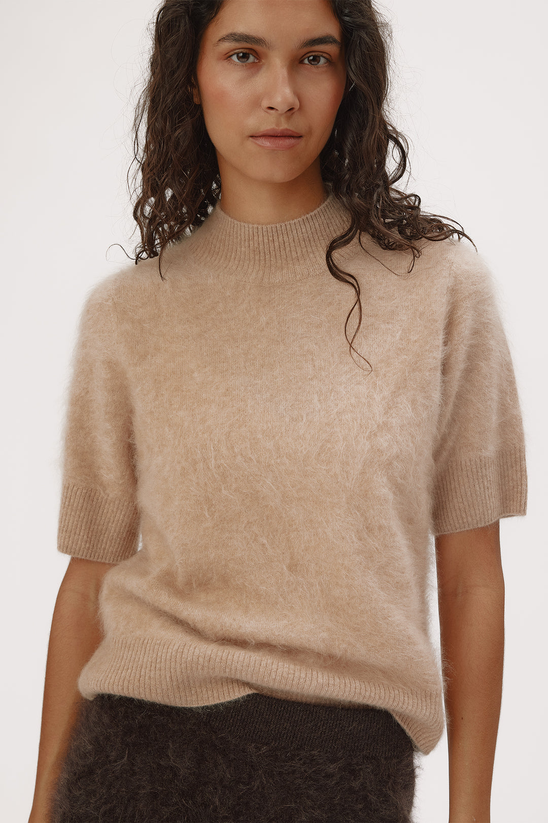 Six Ames Roma Biscotti Beige Melange Jumper 72357 C3890, knit detail