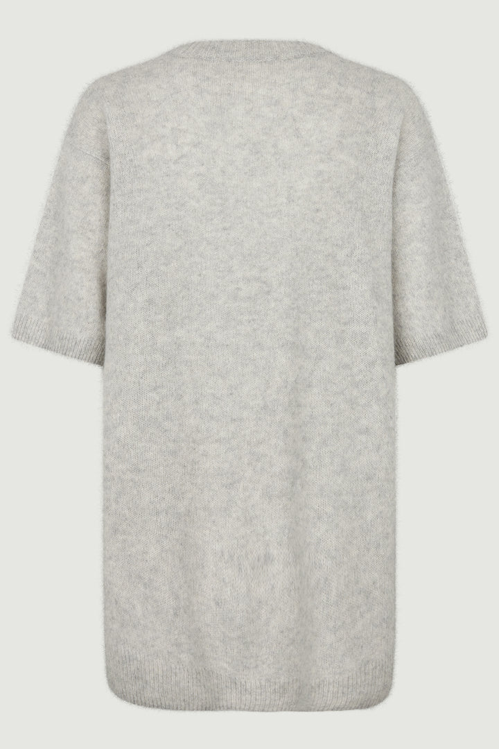 Six Ames Sony 72238 Grey Melange Half Sleeve Racoon Wool Cardigan C3010, back packshot