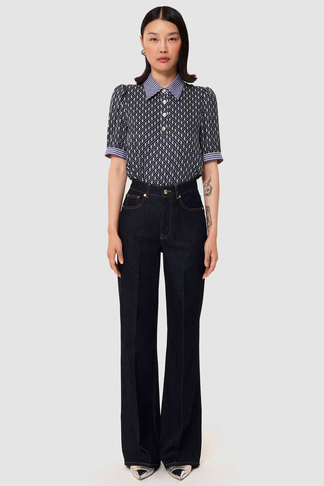 Tara Jarmon Jocelyn Raw Denim Brut Jeans Blue TVJEA12TV362 - Lonah Boutique Westbourne