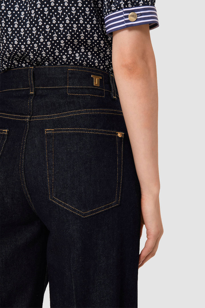 Tara Jarmon Jocelyn Raw Denim Brut Jeans Blue TVJEA12TV362 - Lonah Boutique Westbourne
