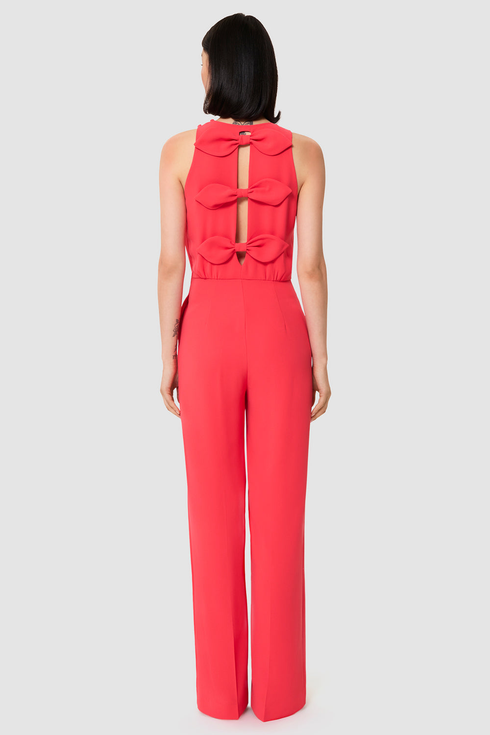 Tara Jarmon TVCOM03TV331 Cherry Red Crepe Jumpsuit - Lonah Boutique