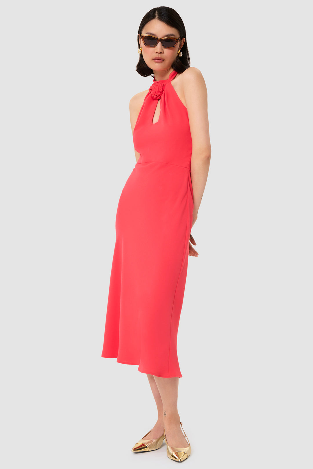 Tara Jarmon TVROB66TV331 Rosanne Red Crepe Dress - Lonah Boutique