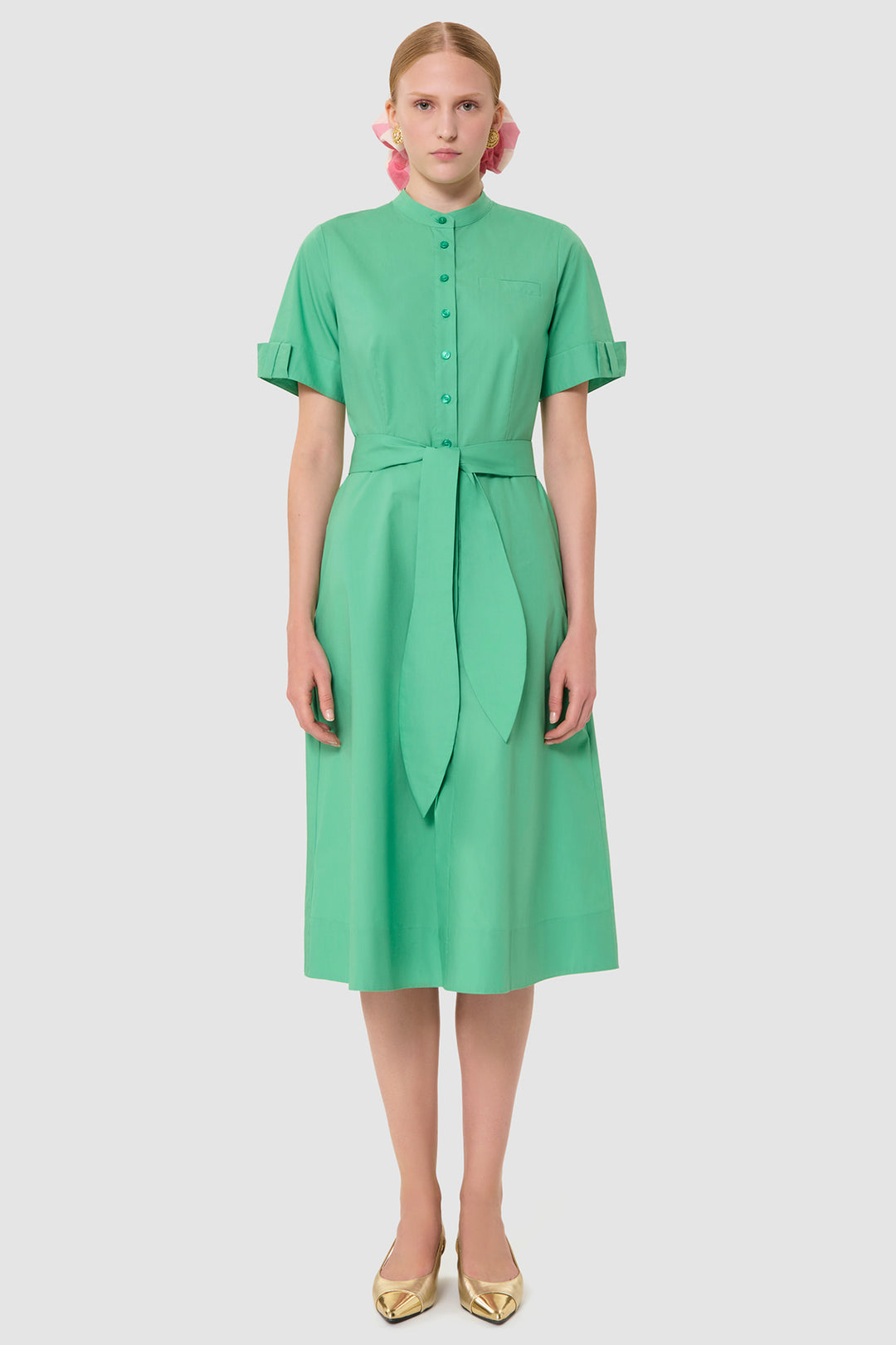 Tara Jarmon TVROB70TV104 Ricochet Dress Pistache Green - Lonah Boutique
