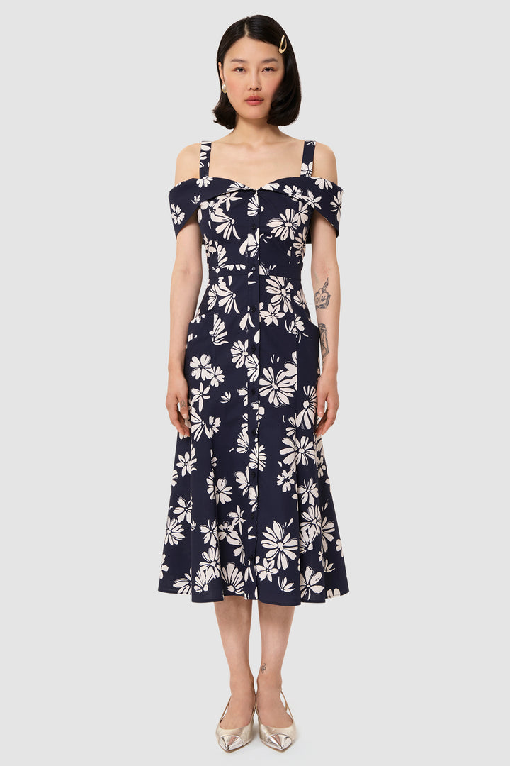 Tara Jarmon TVROB72TV213 Raquelita Floral Print Dress Midnight Blue