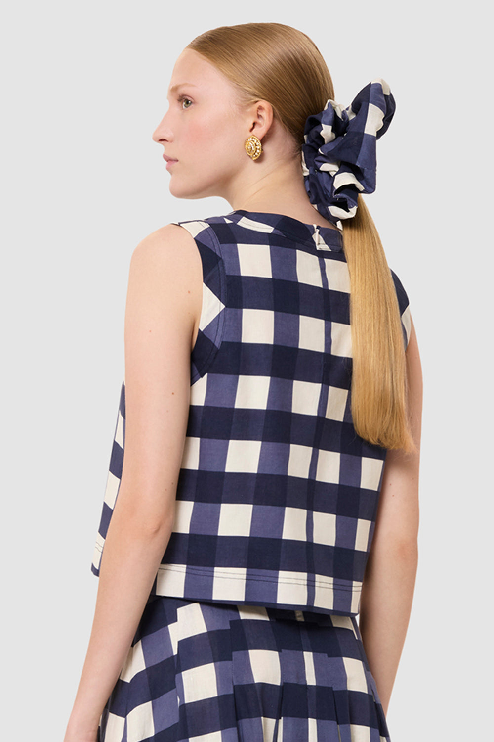Tara Jarmon TVTOP24TV214 Tepee Gingham Top Midnight Blue - Lonah Boutique
