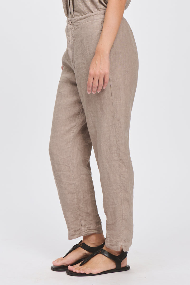 Transit CFDTRCD132 Rope Taupe Linen Comfort Fit Taper Trousers 21