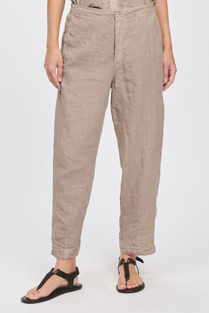 Transit CFDTRCD132 Rope Taupe Linen Comfort Fit Taper Trousers 21