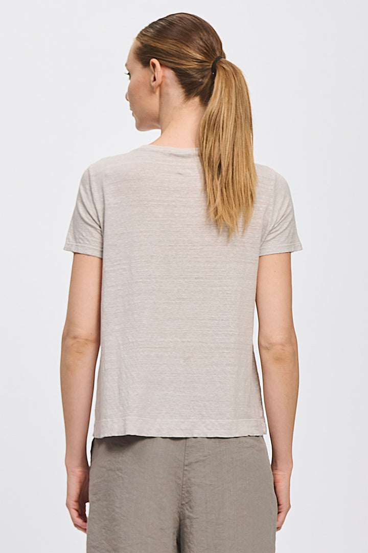 Transit CFDTRCK206 Rope Beige V-Neck Linen Jersey T-Shirt 21