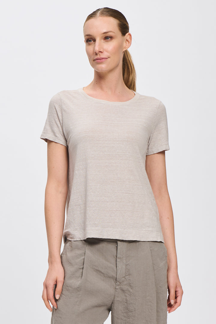 Transit CFDTRCK206 Rope Beige V-Neck Linen Jersey T-Shirt 21