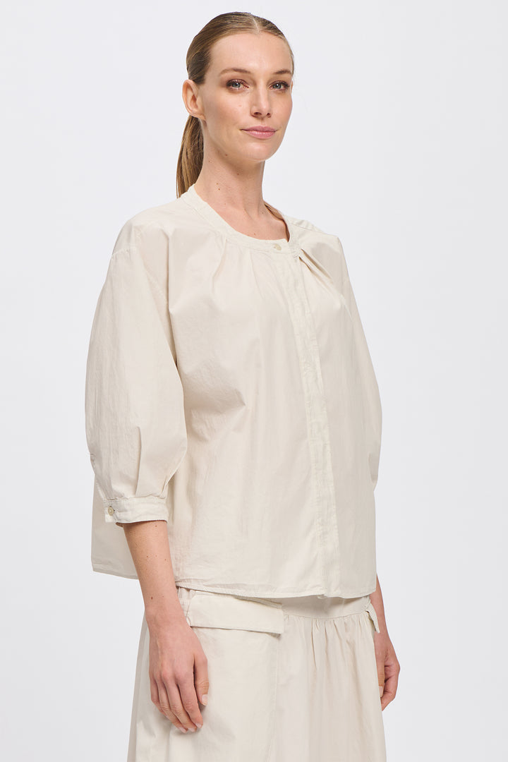 Transit CFDTRCN230 Chalk Half Sleeve Cotton Blouse 01