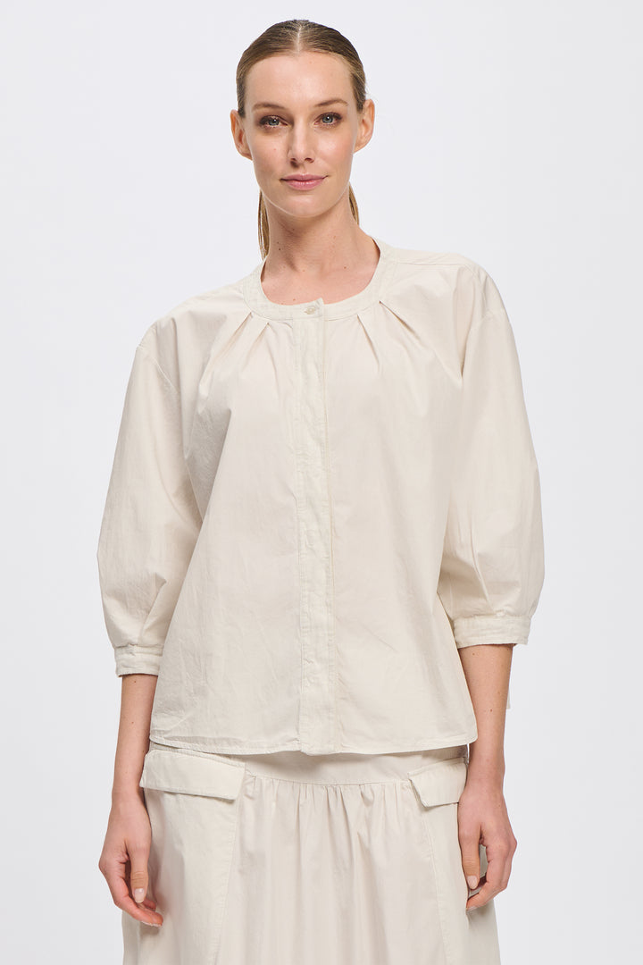 Transit CFDTRCN230 Chalk Half Sleeve Cotton Blouse 01