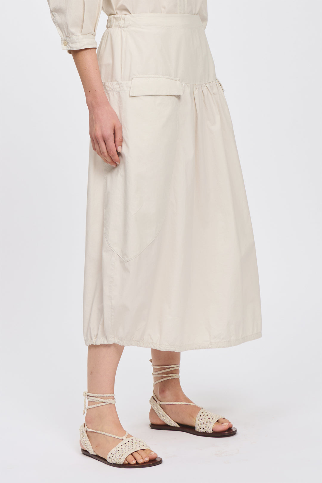 Transit CFDTRCN234 Chalk Calf Length Cotton Skirt 01