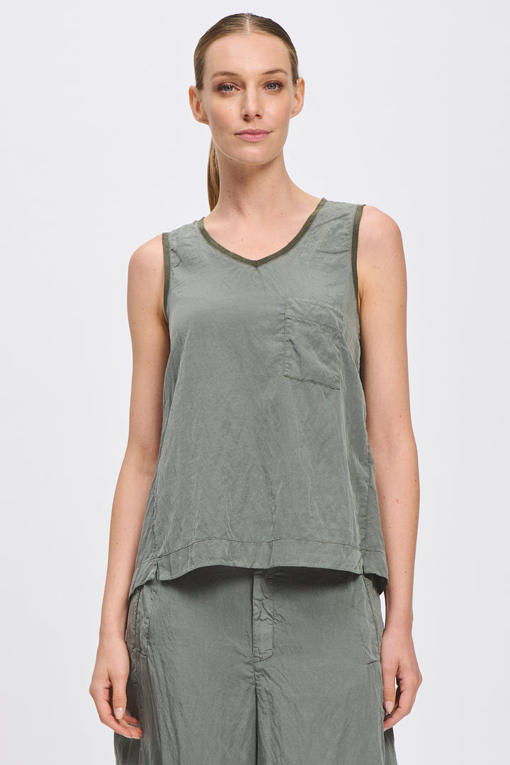Transit CFDTRCV313 Sage Green Silk Blend Comfort Fit Tank Top 04