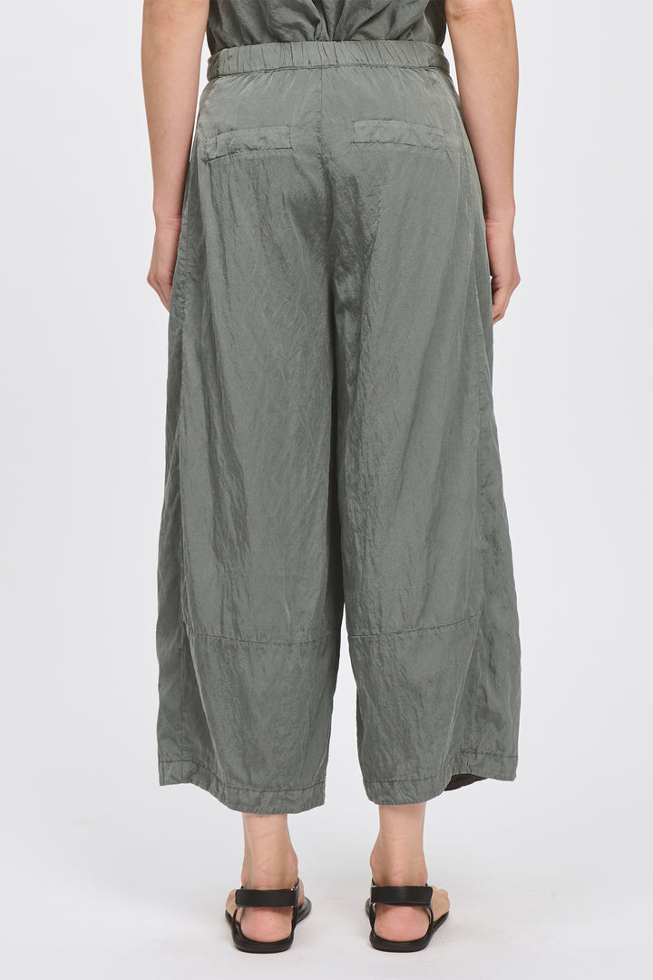 Transit CFDTRCV314 Green Silk Blend Wide Leg Cropped Trousers 04
