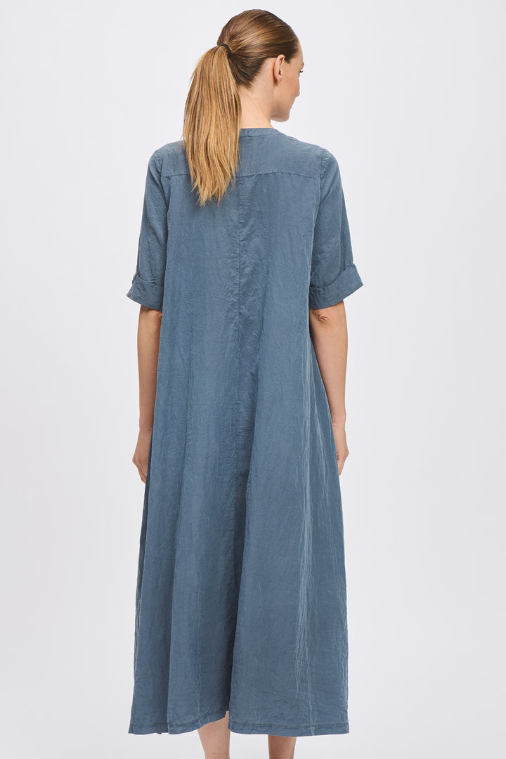 Transit CFDTRCV315 Blu State Silk Blend Round Neck Dress 05
