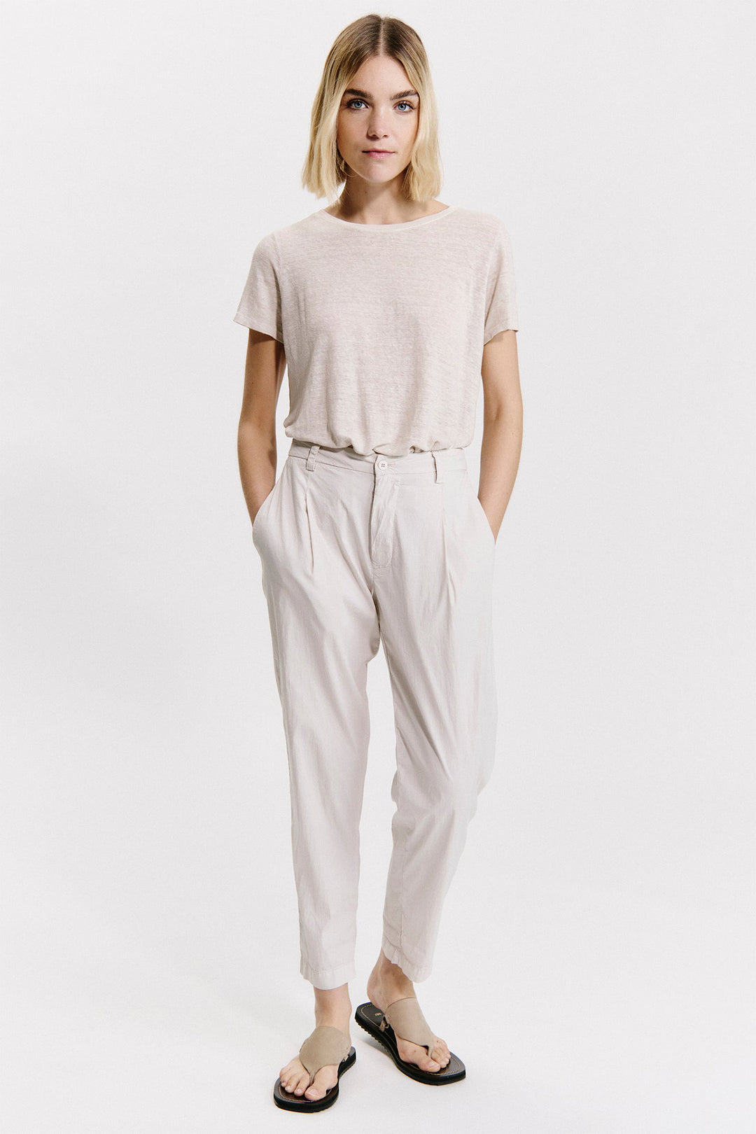 Transit CFDTRZM224 Stretch Cotton Trousers Sand - Lonah Boutique