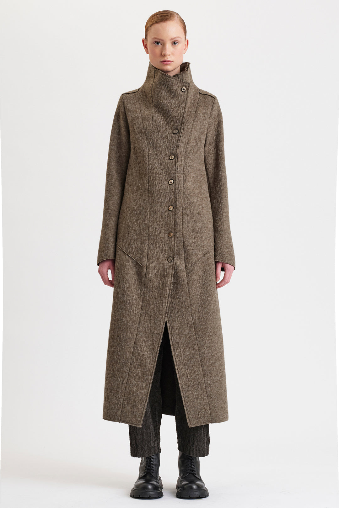 Transit Light Green Khaki Coat CFDTREX332, front view
