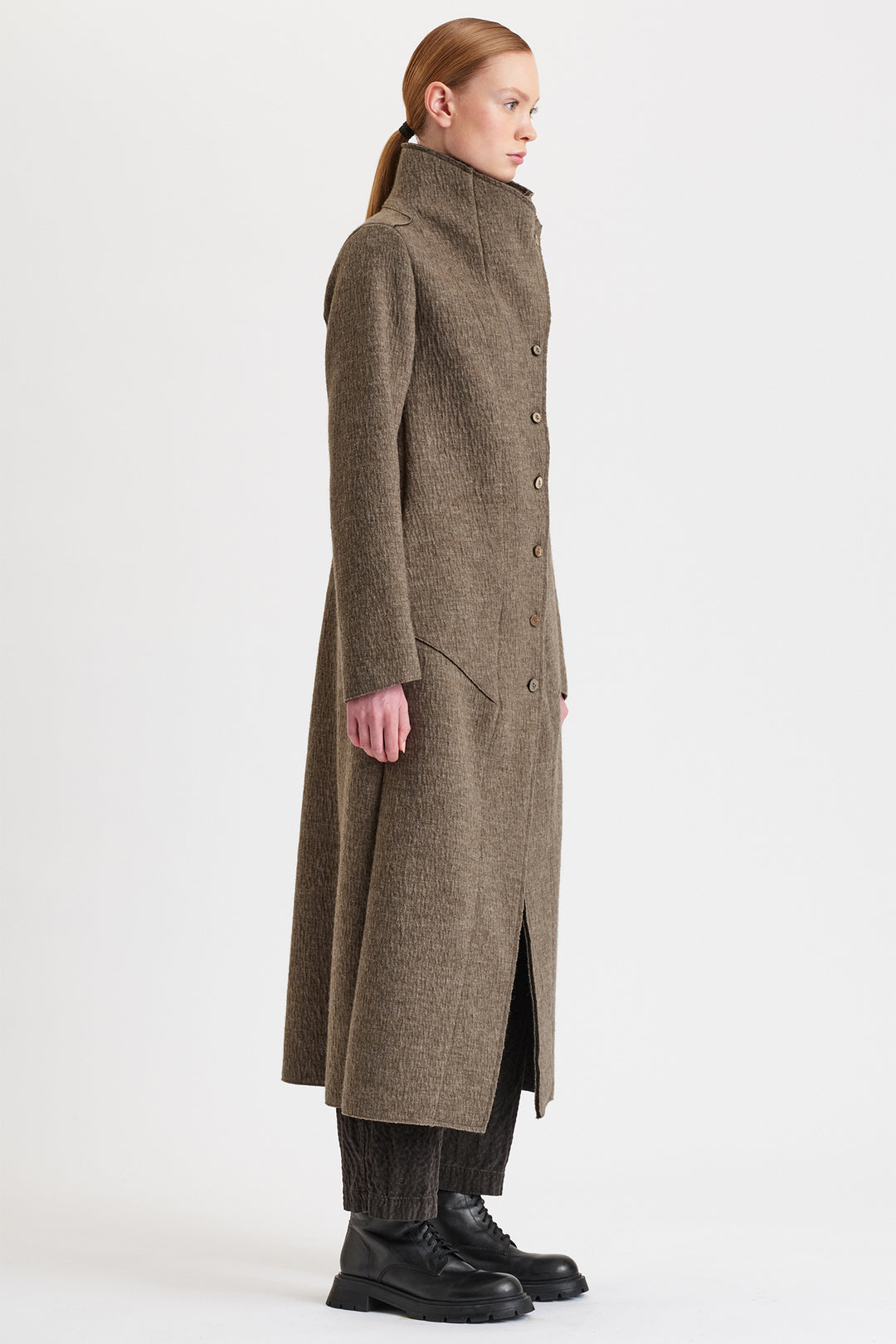 Transit Light Green Khaki Coat CFDTREX332, side view