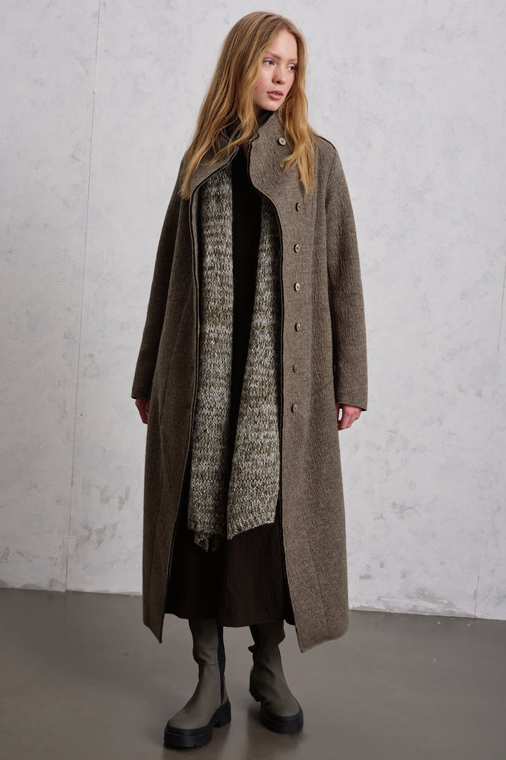 Transit Light Green Khaki Coat CFDTREX332, styled full length