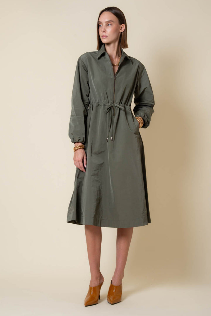 Vicario Cinque Algeria 2484 Green Shirt Dress, full length front