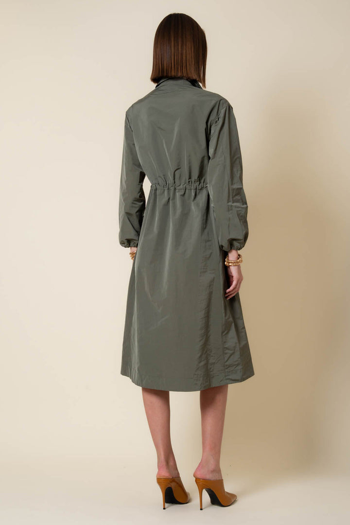 Vicario Cinque Algeria 2484 Green Shirt Dress, full length back