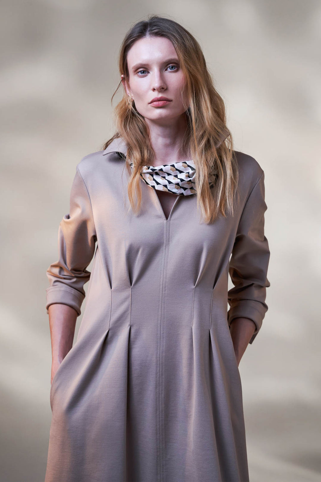Vicario Cinque Alife 3963 Beige Shirt Dress, front view