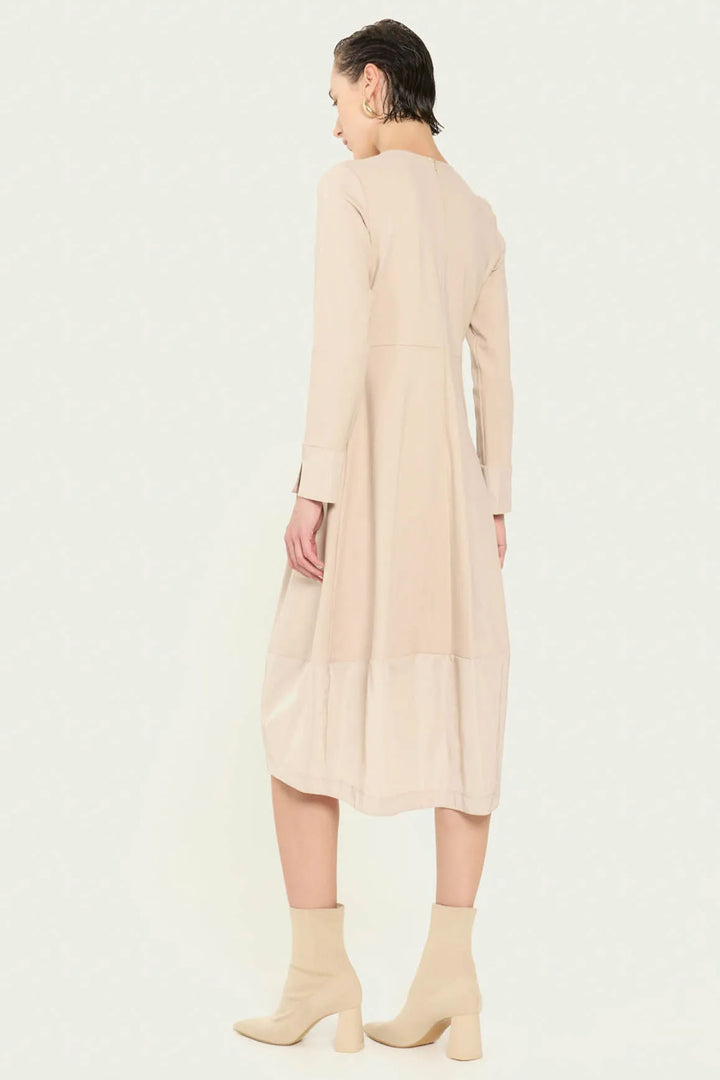Vicario Cinque Amelia Balloon Skirt Dress 9029 Beige - Lonah Boutique