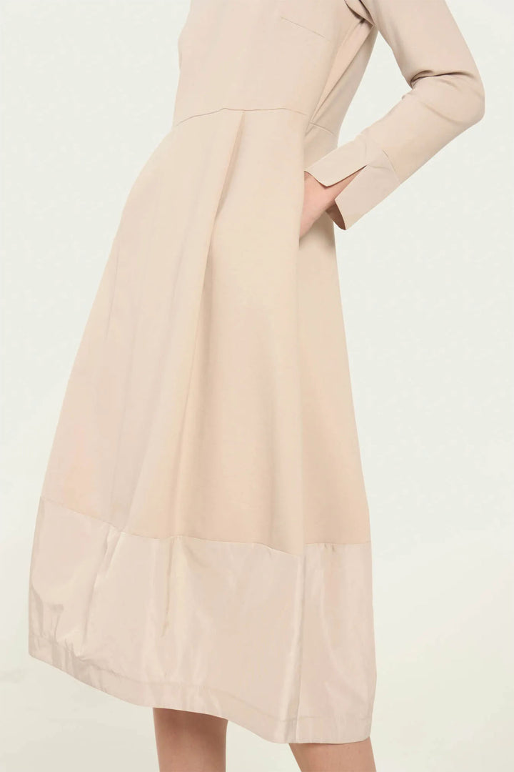 Vicario Cinque Amelia Balloon Skirt Dress 9029 Beige - Lonah Boutique