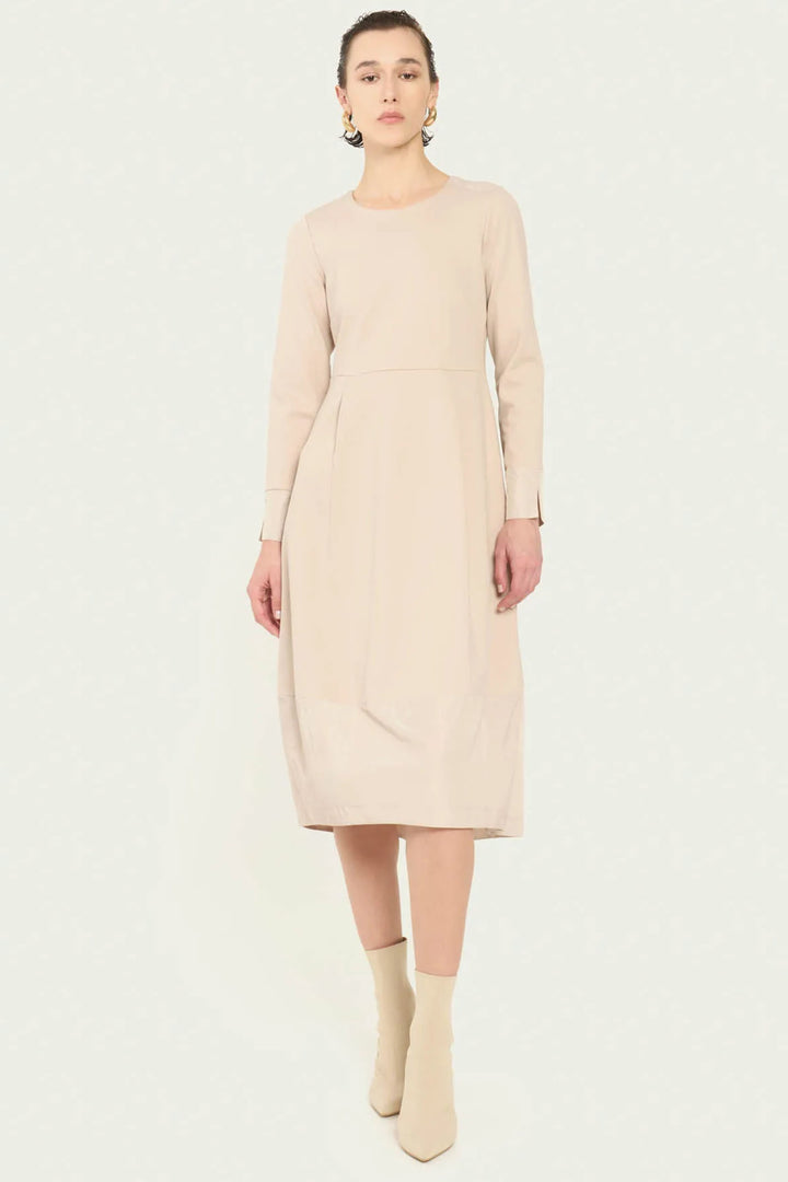 Vicario Cinque Amelia Balloon Skirt Dress 9029 Beige - Lonah Boutique