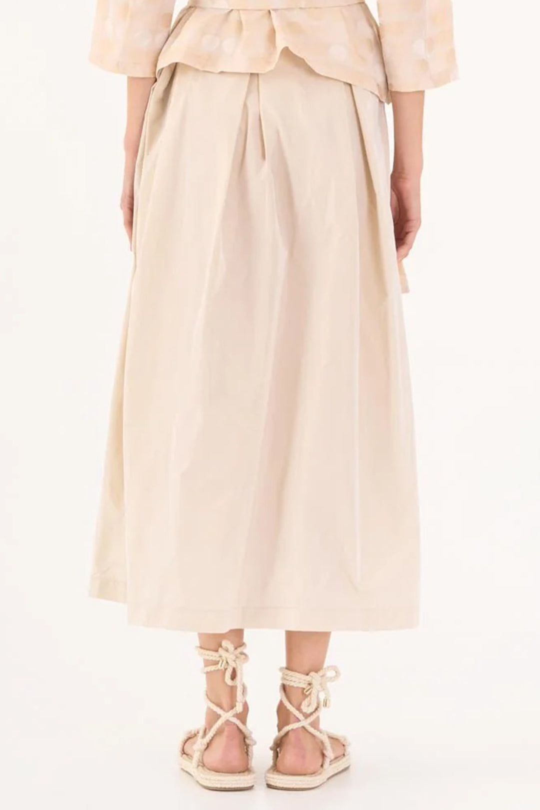 Vicario Cinque Gorizia 061I Beige Tafetta High Waisted Midi Skirt