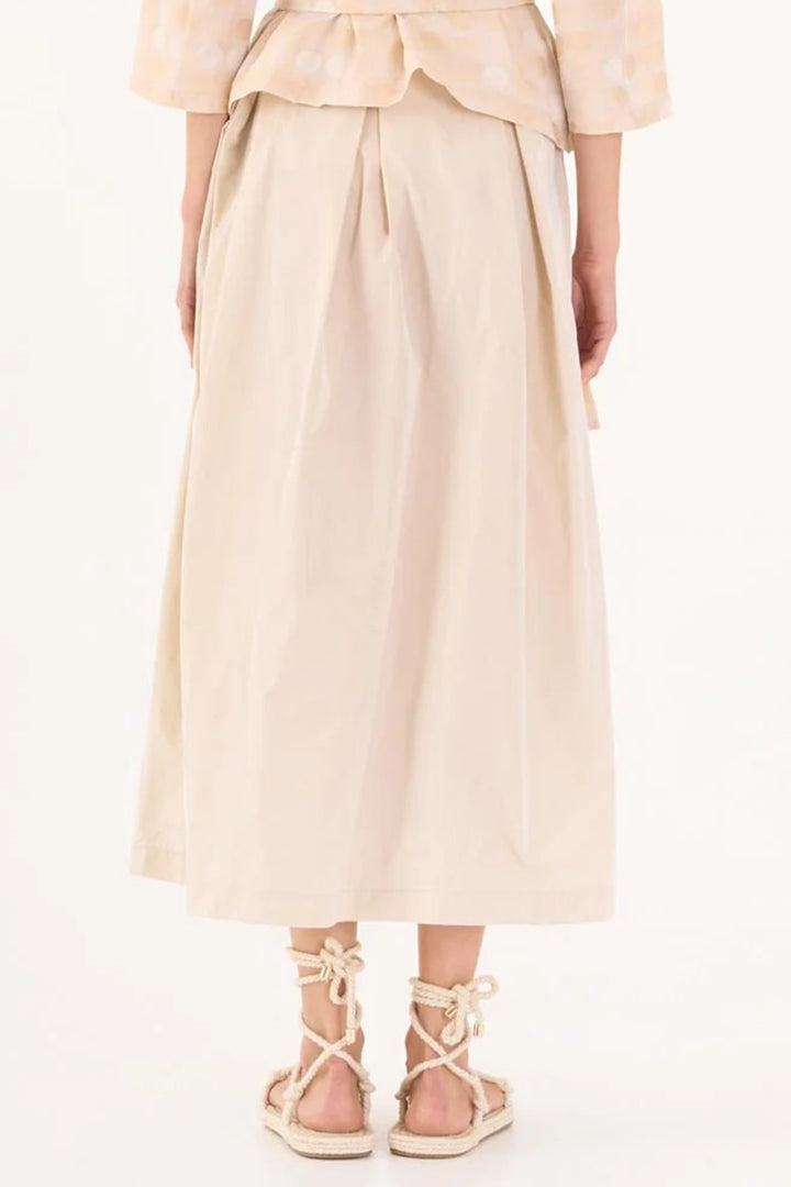 Vicario Cinque Gorizia 061I Beige Tafetta High Waisted Midi Skirt