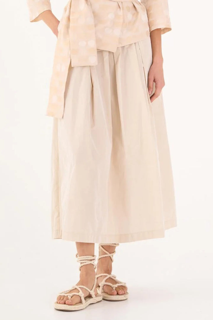 Vicario Cinque Gorizia 061I Beige Tafetta High Waisted Midi Skirt
