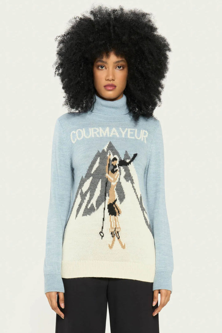 Vicario Cinque Montrose 820 Blue Ski Pattern Sweater - Lonah Boutique