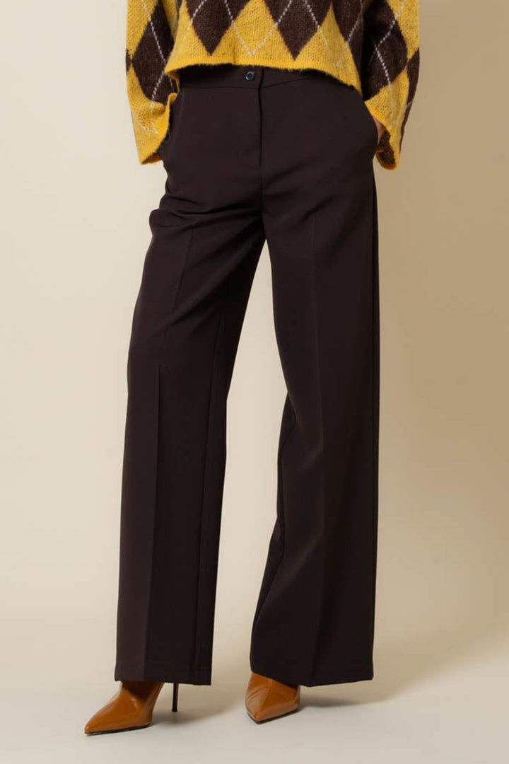 Vicario Cinque Palombo 606 Brown Wide Leg Trousers, front view