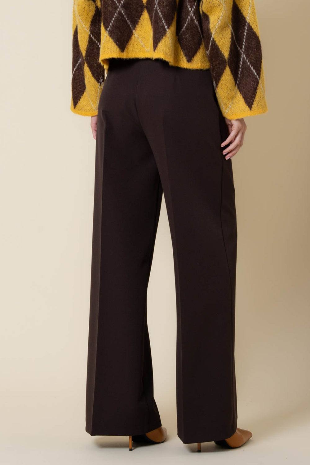 Vicario Cinque Palombo 606 Brown Wide Leg Trousers, back view