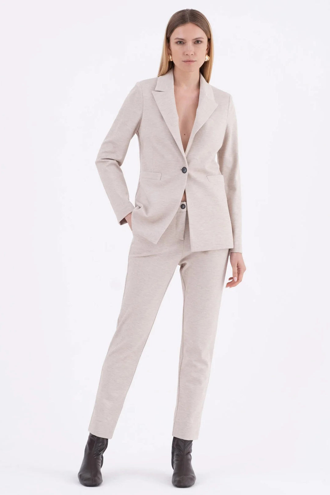 Vicario Cinque Pia 432 Beige Slim Leg Trousers