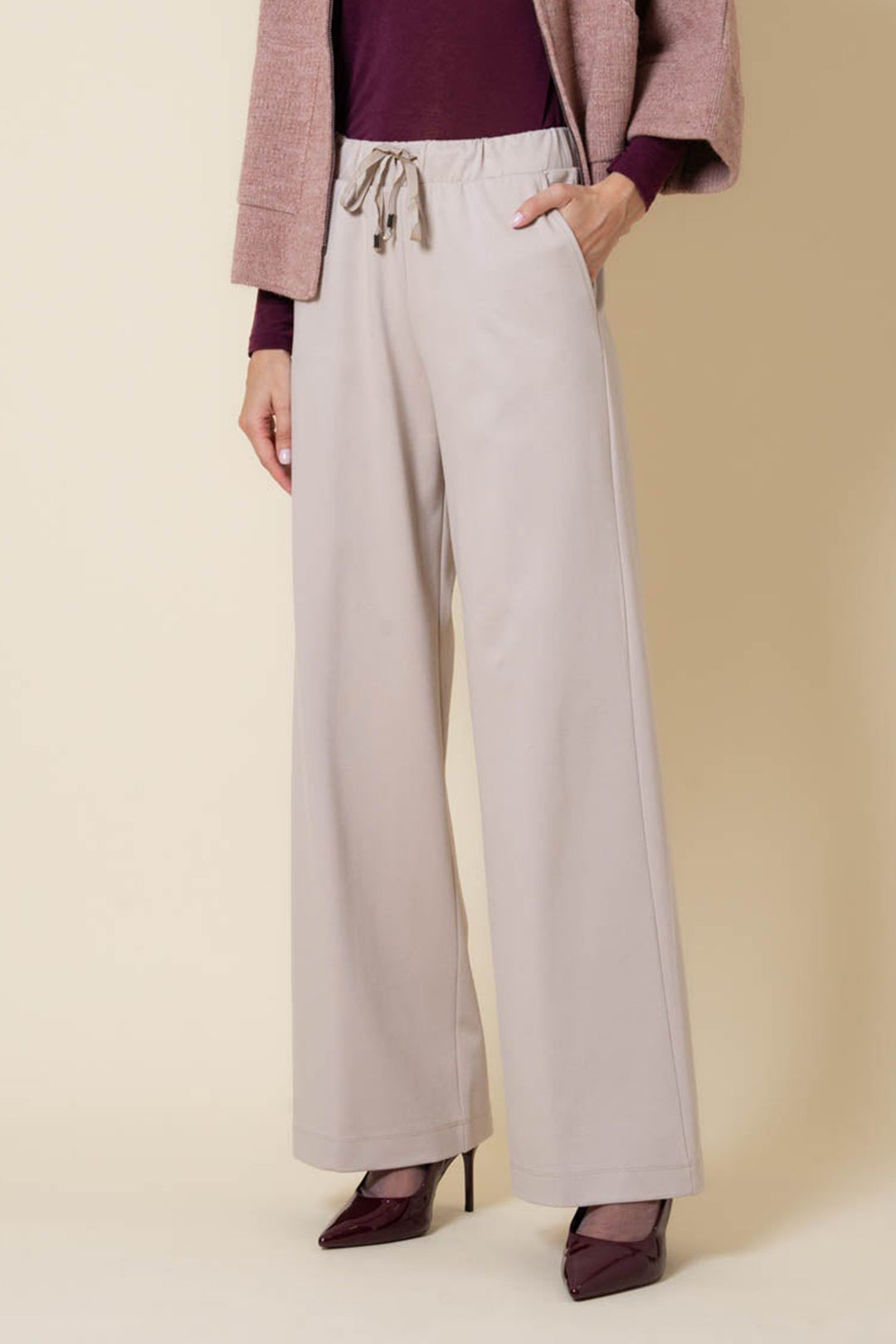 Vicario Cinque Postumia 1761 Beige Wide Leg Trousers, front view
