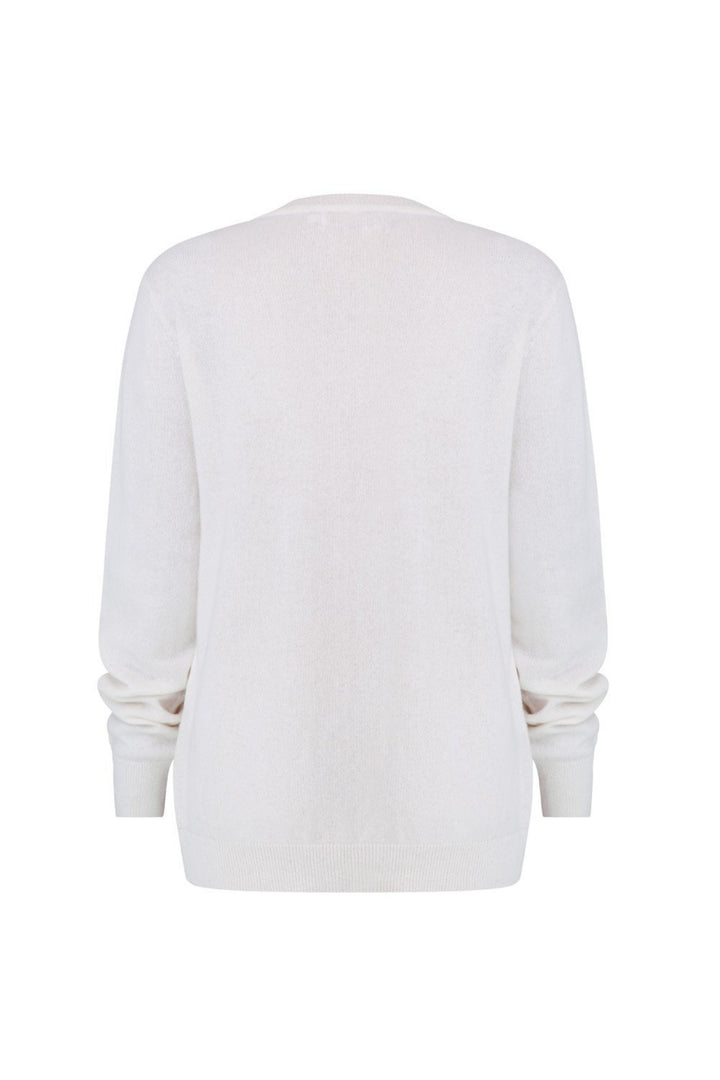 Mia Fratino 19100 Slim Fit V Neck  Grey Cashmere Sweater Back