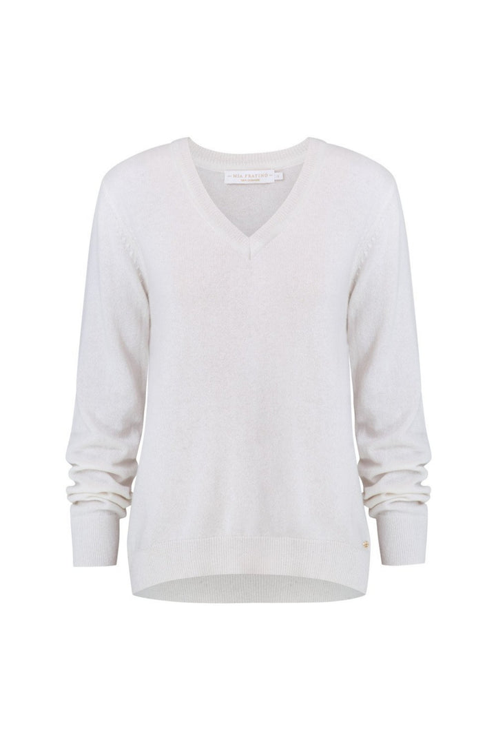 Mia Fratino 19100 Slim Fit V Neck  Grey Cashmere Sweater
