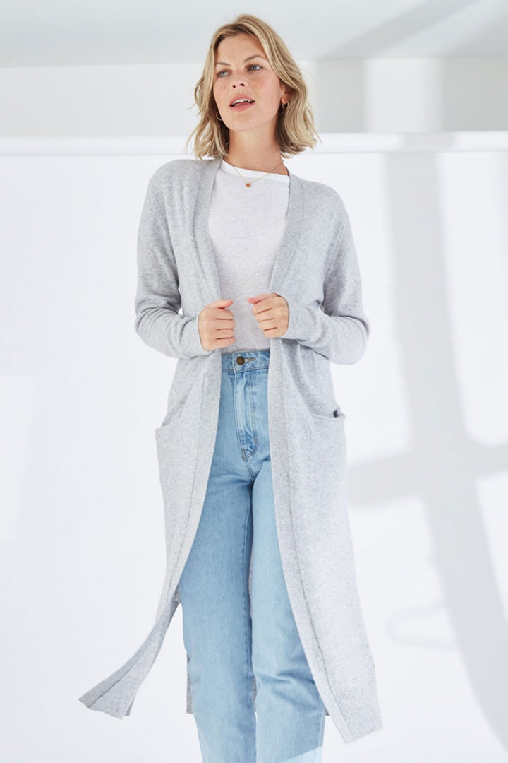 Mia Fratino 17202 Long Grey Cashmere Cardigan