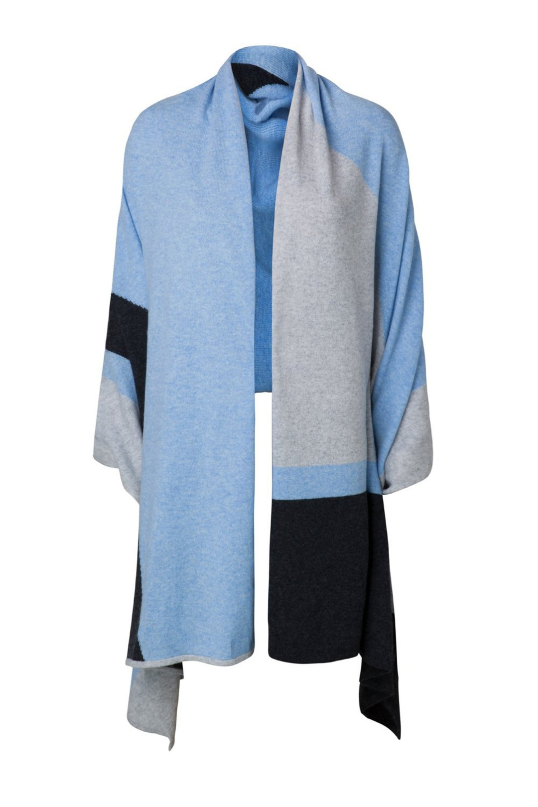 Mia Fratino 17509 Geometric Cashmere Wrap Powder Blue