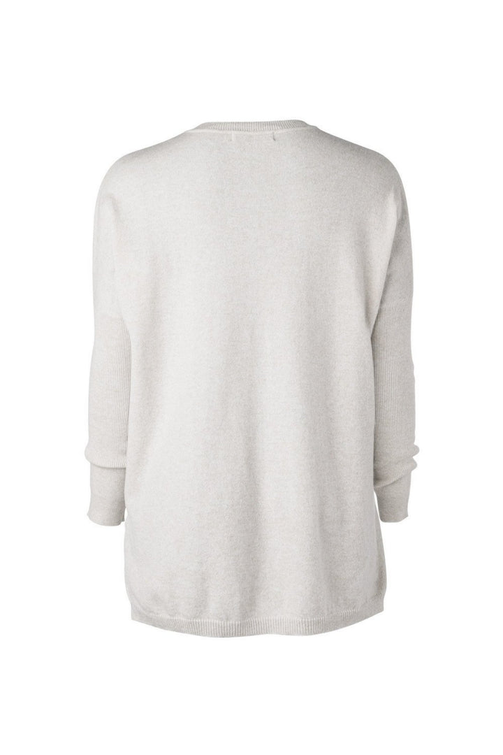 Mia Fratino 16100 Grey Cashmere Boyfriend V Neck
