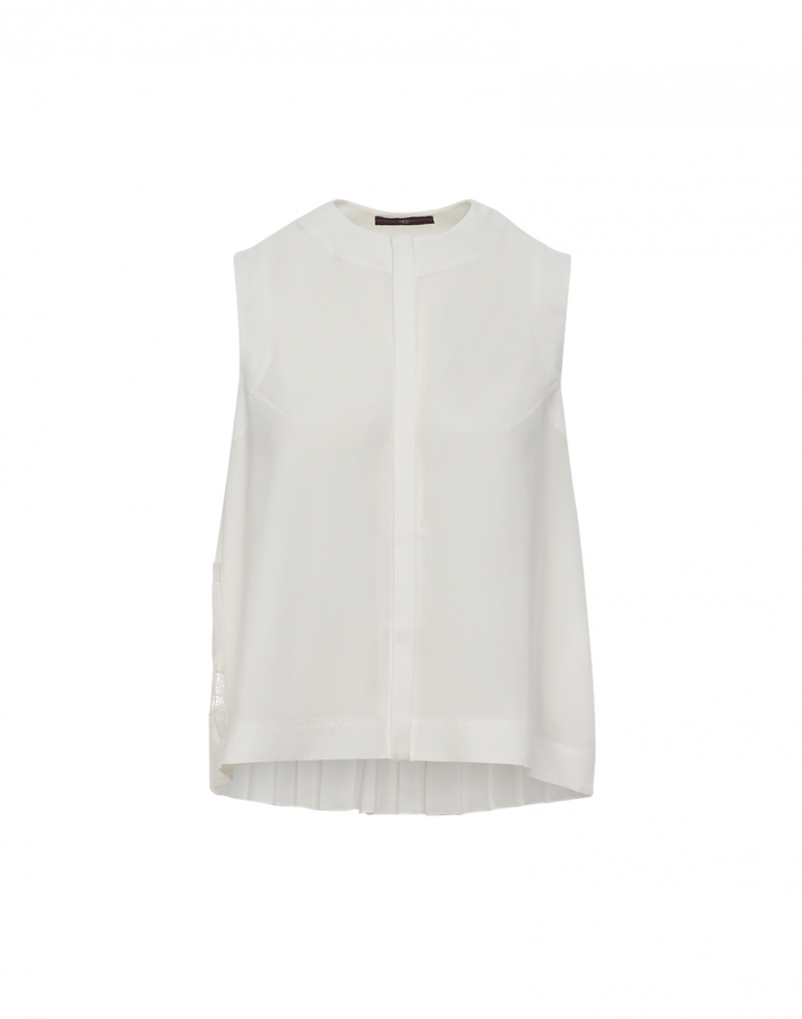 High Concertina Sleeveless Top White