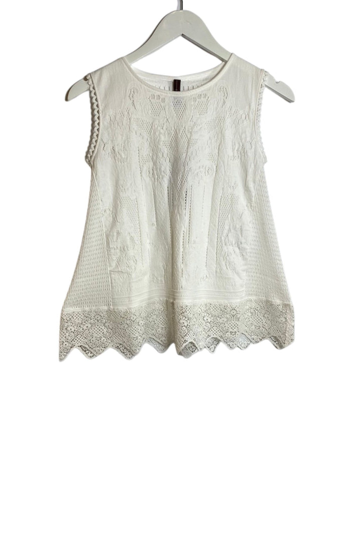 High Decorative Knit Top White