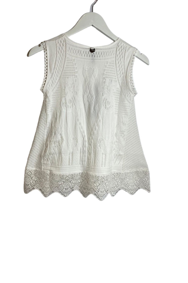 High Decorative Knit Top White